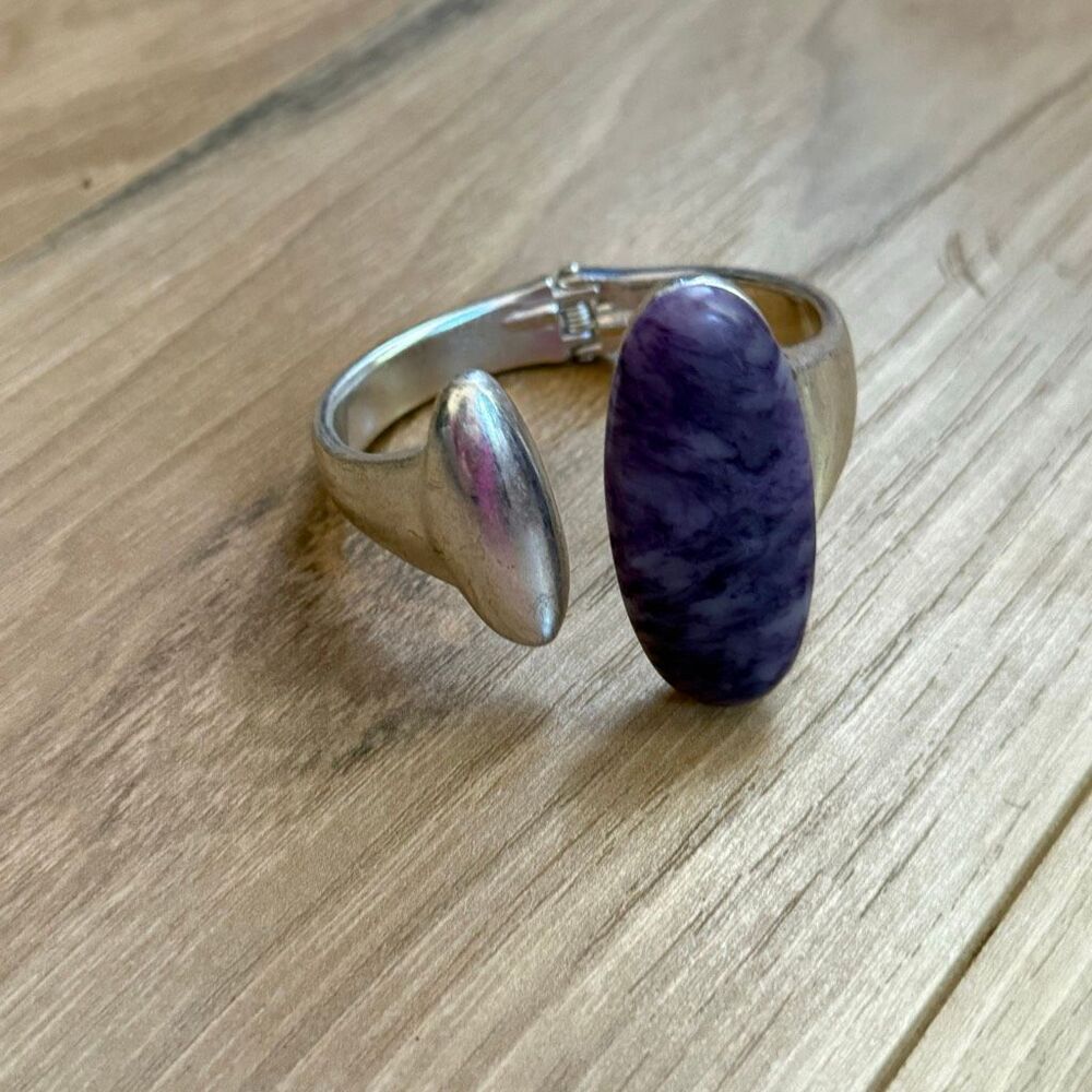 Robert Lee Morris Soho Open Bangle Bracelet Tiffany Stone Charoite Vintage Women - Picture 3 of 6